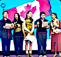 Teen singers begin AGM with Singing Oh Canada in English & French